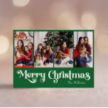 Klassisk enkel Grönt God jul 4 foto Julkort<br><div class="desc">Högsäsongen firas med den här unika, klassiska, enkla grönten God jul 4-fotokortet med helgdag med en liten vintage-charm. Den minimalistiska utformningen visar upp en grönt av eleganten och en vit palett av färg, och frammanar vinterens mysiga anda. Dess moderna och roligt dragningskraft, parad med den traditionella formuleringen, skapar en perfekt...</div>