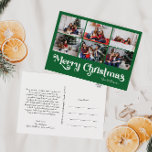 Klassisk enkel Grönt God jul 6 foto Helg Vykort<br><div class="desc">Fira säsongen med den här unika, klassiska, enkla grönten God jul 6-vykortet för fotot med helgdag som innehåller en liten bit vintage charm. Den minimalistiska utformningen visar upp en grönt av eleganten och en vit palett av färg, och frammanar vinterens mysiga anda. Dess moderna och roligt dragningskraft, parad med den...</div>