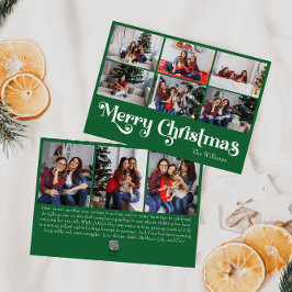 Klassisk enkel Grönt God jul Nine Photo Julkort