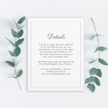Klassisk enkel information om Elegance Bröllop - I Tilläggskort<br><div class="desc">Ge dina gäster i bröllop de uppgifter de behöver runt bröllop. Du kan redigera textmallen med hotellinfo,  köranvisningar,  speciella möten och hälsoundersamlingar med mera. Redigera bara textmallen efter behov.</div>