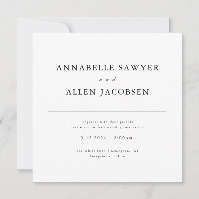 Klassisk enkel, minimalistisk bröllopsinbjudan inbjudningar (Framsida)