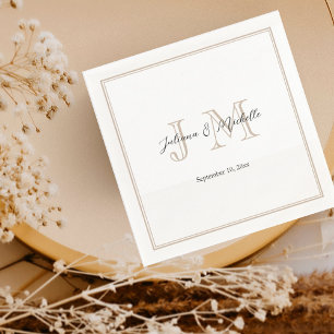 Klassisk enkel Modern Initialer Monogram - minimal Pappersservett