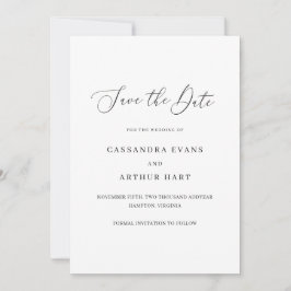 Klassisk enkel non Photo Elegant bröllop Spara Datumet