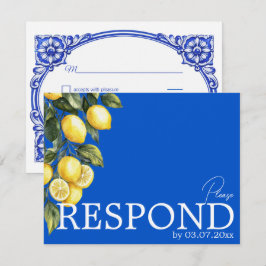 💙🍋Klassisk enkel QR Azul & Limone Romance OSA Kort
