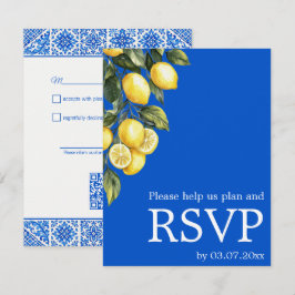 💙🍋Klassisk enkel QR Azul & Limone Romance OSA Kort