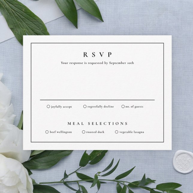 Klassisk Enkel Ren Elegant Bröllop  Inbjudningar (Simple Typographic Wedding RSVP Card.)