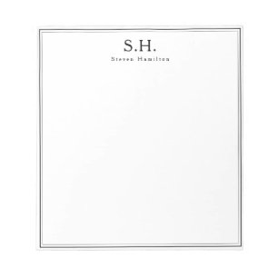 Klassisk enkel svart monogram Namn-minimalistisk C Anteckningsblock