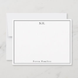 Klassisk enkel svart monogram Namn-minimalistisk C Anteckningskort