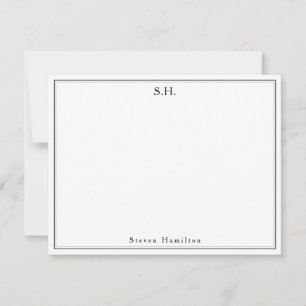 Klassisk enkel svart monogram Namn-minimalistisk C Anteckningskort