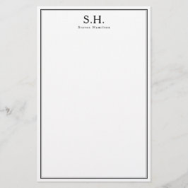 Klassisk enkel svart monogram Namn-minimalistisk C Brevpapper