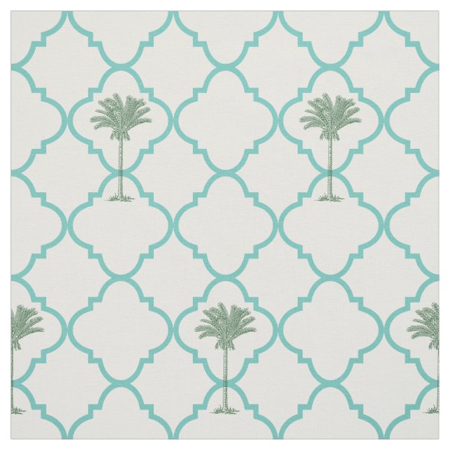 Klassisk enkel turkos och vit quatrefoil tyg (Provkarta)