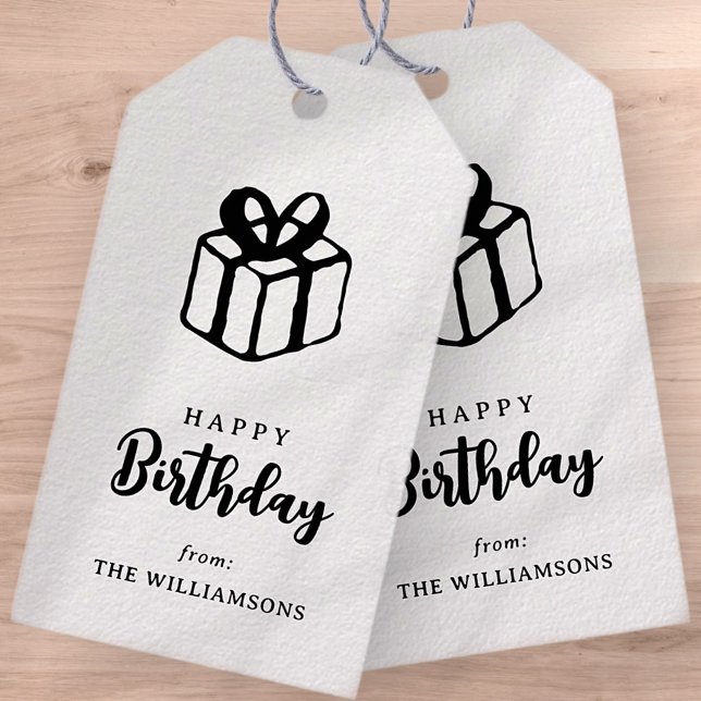 Klassisk enkel typografi Grattis på födelsedagen H Presentetikett (Skapare uppladdad)