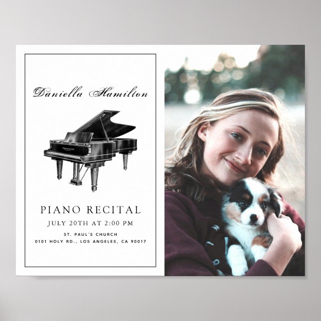 Klassisk enkel vit Piano-ingressen Foto Poster (Framsidan)