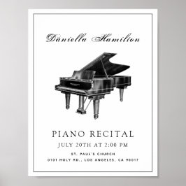Klassisk Enkel Vit Pianorecitalsaffisch Poster
