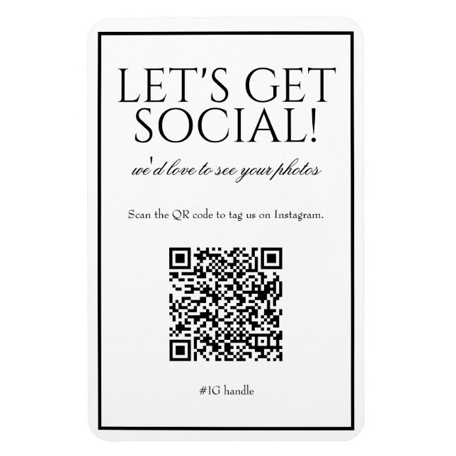 Klassisk enkel vit QR-kod Social Media Magnet (Vertikal)