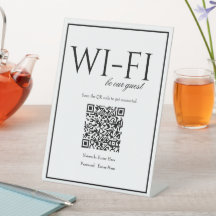 Klassisk enkel vit Wi-Fi QR-kodsignatur Bord