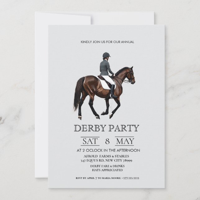 Klassisk equestrian Kentucky Derby-festinvitation Inbjudningar (Framsida)