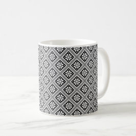 Klassisk estnisk Black and White Knitting Mönster Kaffemugg