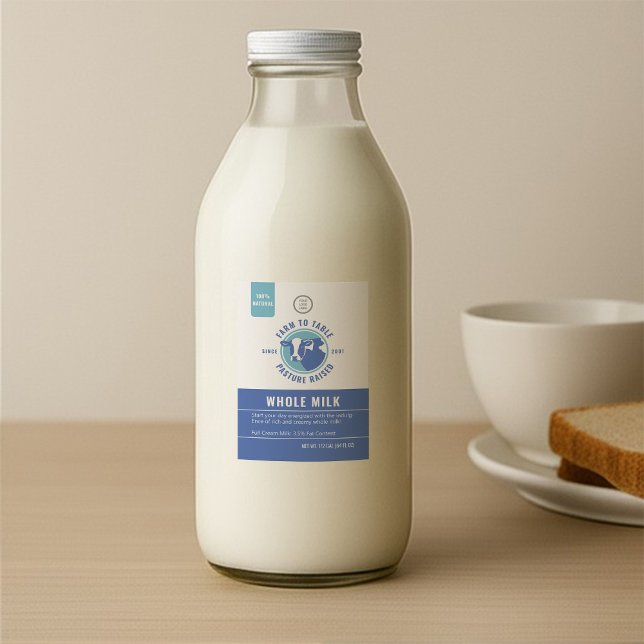 Klassisk etikett för blått mejerihuvud Logotyp Mjö (Skapare uppladdad)