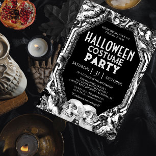 Klassisk etsning Skalle Halloween Kostymfest Inbjudningar