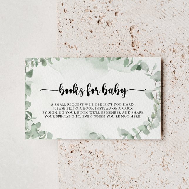 Klassisk Eucalyptus Baby Shower Bok-begäran Tilläggskort (Skapare uppladdad)