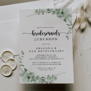 Klassisk Eucalyptus Bridesmaids Luncheon Shower Inbjudningar