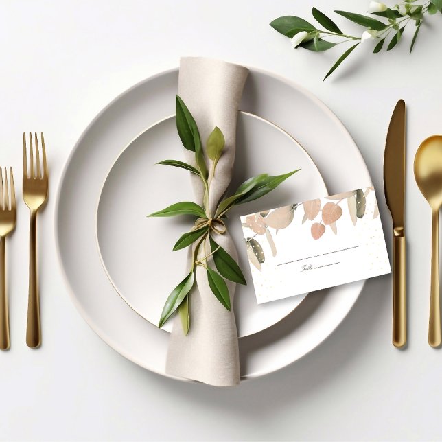 Klassisk  eukalyptus Glitter Bröllop Placeringskort (Skapare uppladdad)