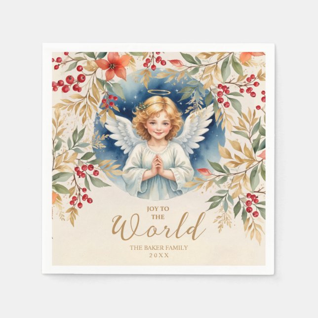 Klassisk exquisite jul Victorian Angel Julafton Pappersservett (Framsidan)
