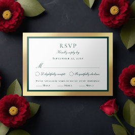 Klassisk Falsk Guld Smaragdgrön Måltid Val RSVP OSA Kort