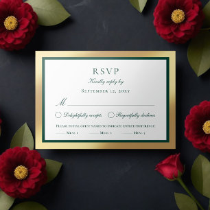 Klassisk Falsk Guld Smaragdgrön Måltid Val RSVP OSA Kort