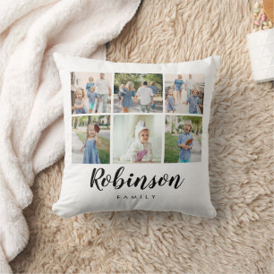 Klassisk familj med monogrammed Photo Collage   Kudde