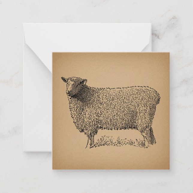Klassisk fårbild Illustration Antique Farm Animal Anteckningskort (Framsida)