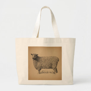 Klassisk fårbild Illustration Antique Farm Animal Jumbo Tygkasse