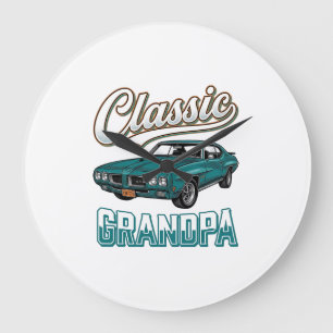Klassisk farfar vintage bil t-shirt design_1 stor klocka