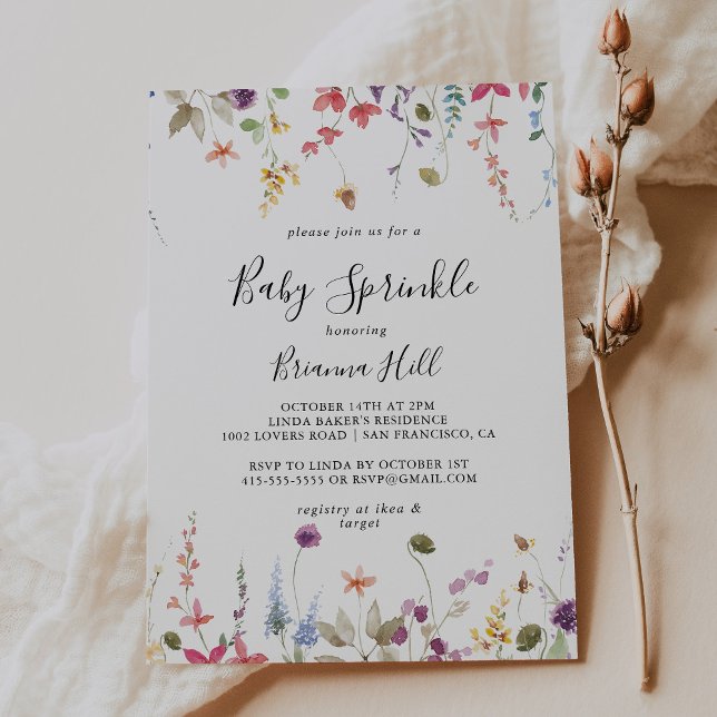 Klassisk färgfull Vild Blommigt Baby Sprinkle Inbjudningar (Skapare uppladdad)
