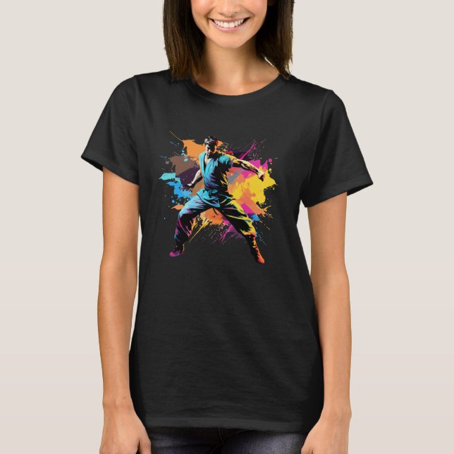 Klassisk Färgglad Karate Älskare Karate Spelare Sp T Shirt (Framsida)