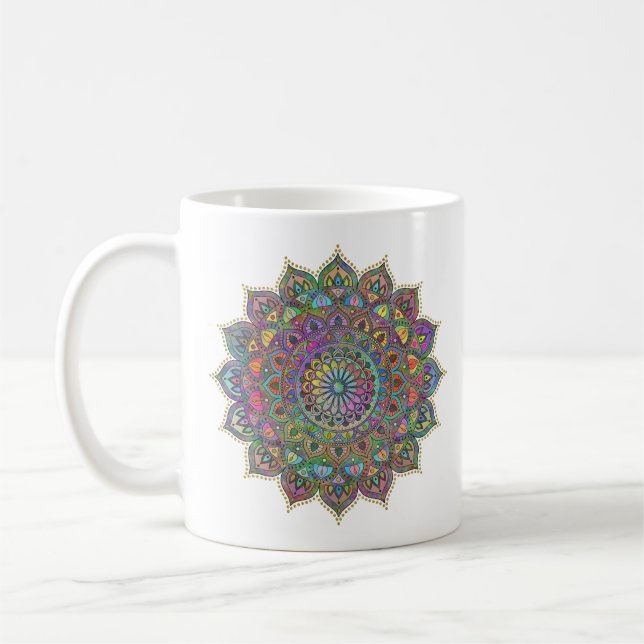 Klassisk färgrik mandala i indisk stil 1 kaffemugg (Vänster)