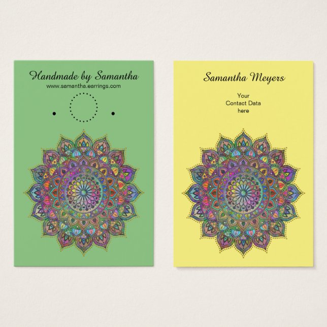 Klassisk färgrik mandala i indisk stil 1 visitkort (Framsida & baksida)