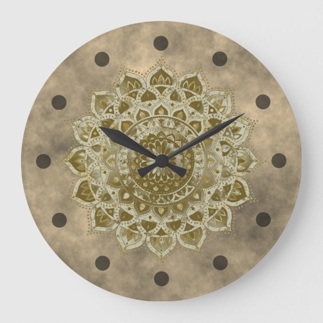 Klassisk färgrik mandala i indisk stil 4 stor klocka (Framsida)