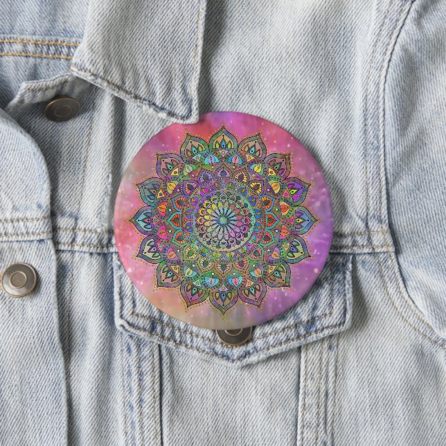 Klassisk Färgrik Mandala Indien Stil 1 Knapp (In Situ)