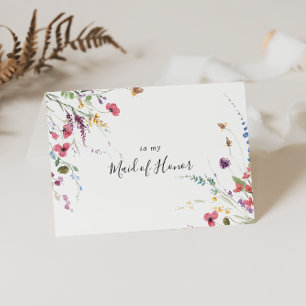 Klassisk färgrik vild floral bröllopsfest tack kort