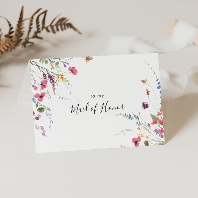 Klassisk färgrik vild floral bröllopsfest  tack kort (Skapare uppladdad)