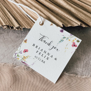 Klassisk färgstark Blommigt Vild BröllopsfavoritMä Gåvor Etiketter