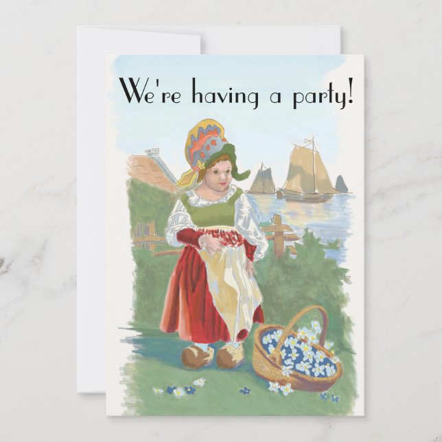 Klassisk färgstark nederländsk målning inbjudningar (Framsida)