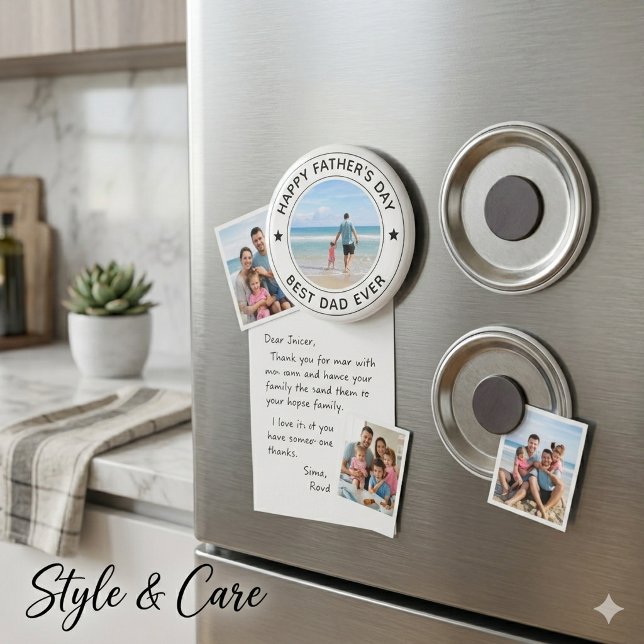 Klassisk Fars Dag Vit Stilren Magnet (Classic Style Fathers Day White Stylish Magnet)