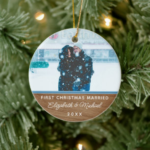 klassisk faux wood 1st christmas bröllop ornament