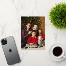 Klassisk Feliz Navidad kalligrafi familjefoto