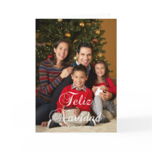 Klassisk Feliz Navidad kalligrafi familjefoto