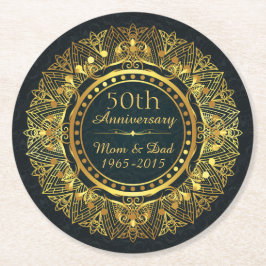 Klassisk femtionde Bröllop-årsdagen Underlägg Papper Rund