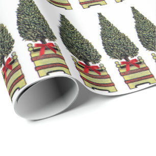 Klassisk festive Julgran Topiary Red Bow Presentpapper